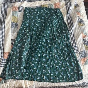 Urban Outfitters Teal Floral Midi Skirt